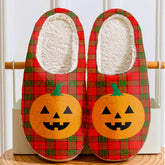 Clan Adair Tartan Halloween Pumpkin Slippers, Fluffy Spooky Slippers AY61 Adair Tartan Tartan Halloween